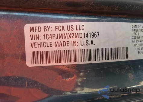 2021 Jeep Cherokee Latitude Lux 4X4 z USA, uszkodzony, nr VIN 1C4PJMMX2MD141967